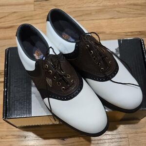 FootJoy White and Brown and Black Men's Oxfords / Golf Shoes